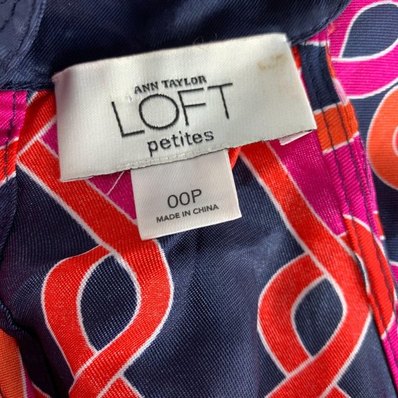 LOFT 00P 00 Petites Dress Orange Pink Knee Length - Picture 3 of 5